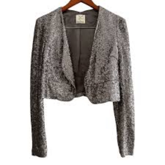 PINS & NEEDLES pewter metal silver gold sequin blazer jacket sparkle shimmer - Picture 1 of 1